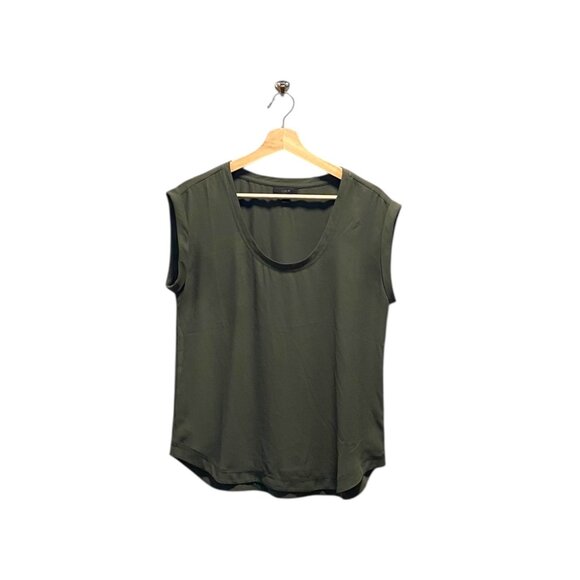 J.Crew Chiffon Sleeveless Camisole Top Olive Green Size 6 Minimalist Fall Career - Picture 2 of 10